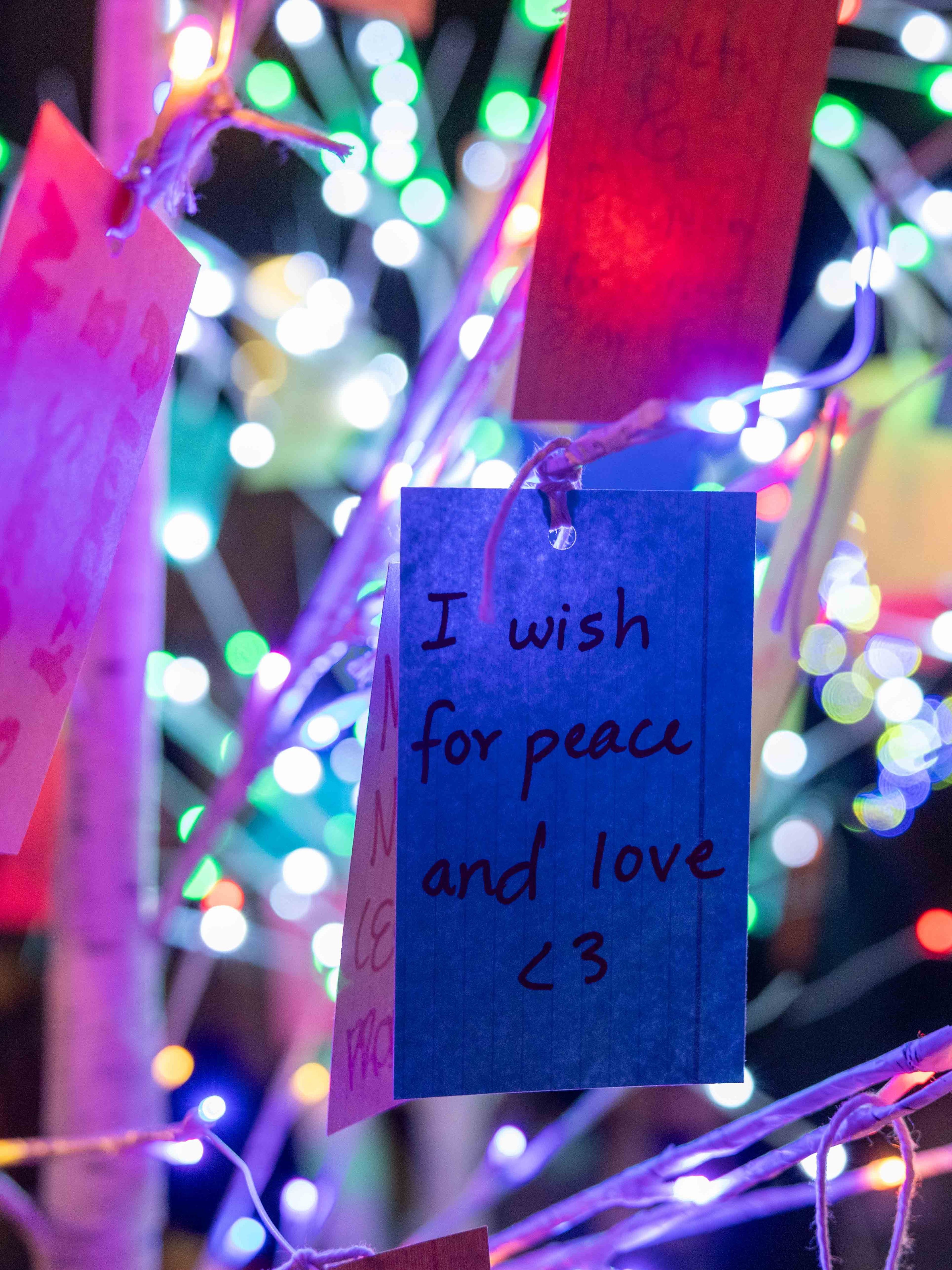 New Year's wishes written on index cards