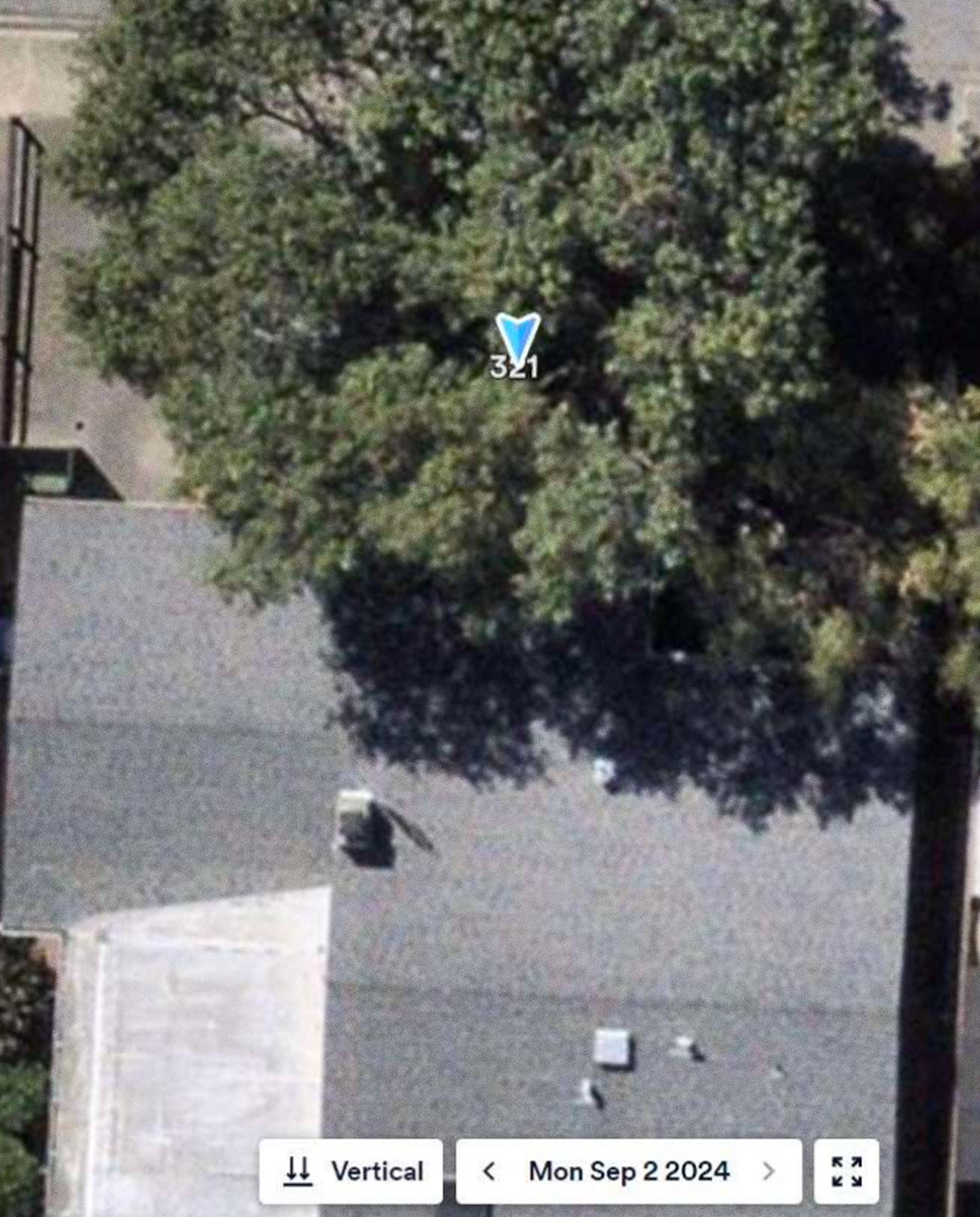 An aerial image of a roof.