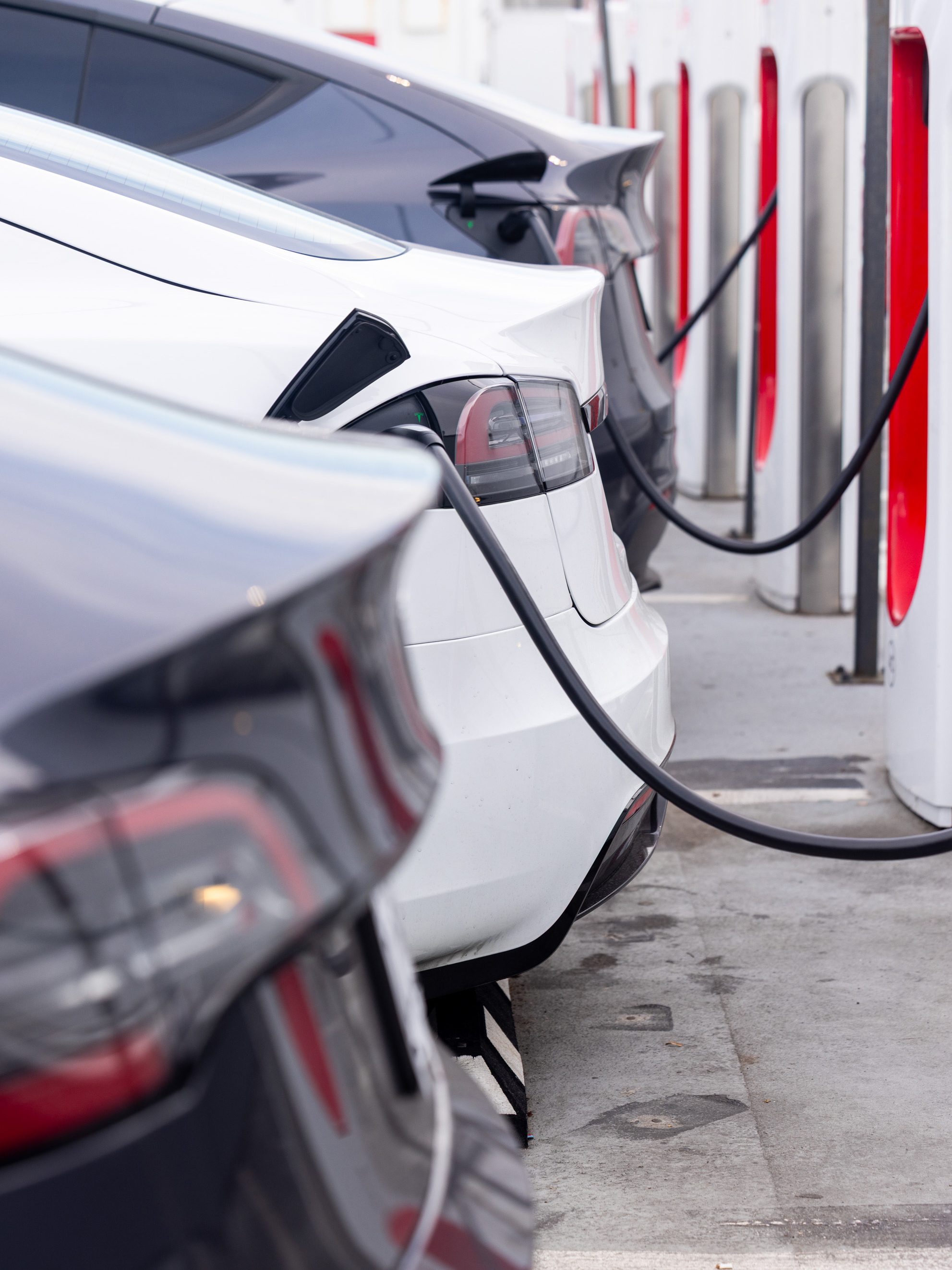 A row of electric cars