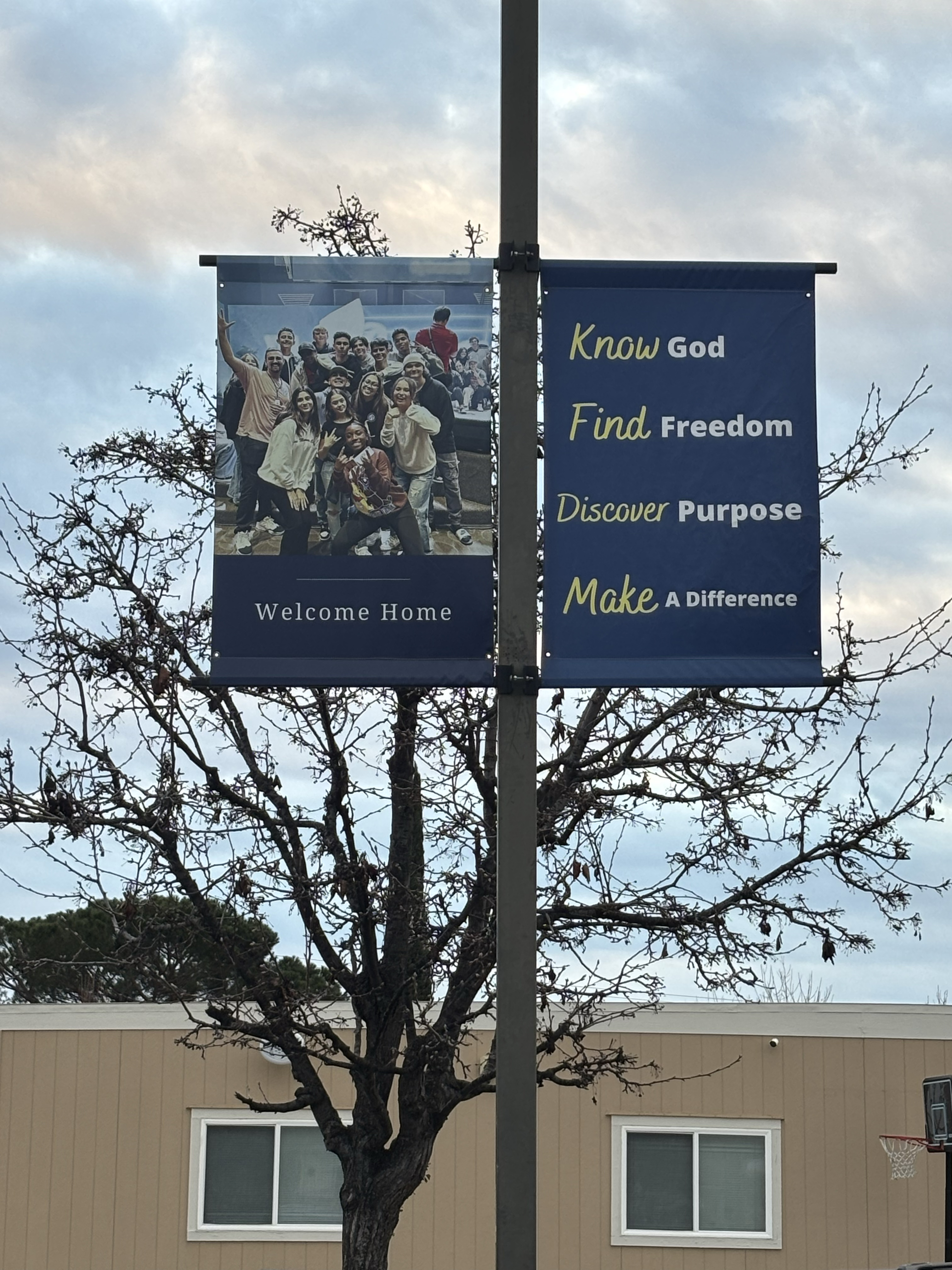 A sign in front of a Christian school