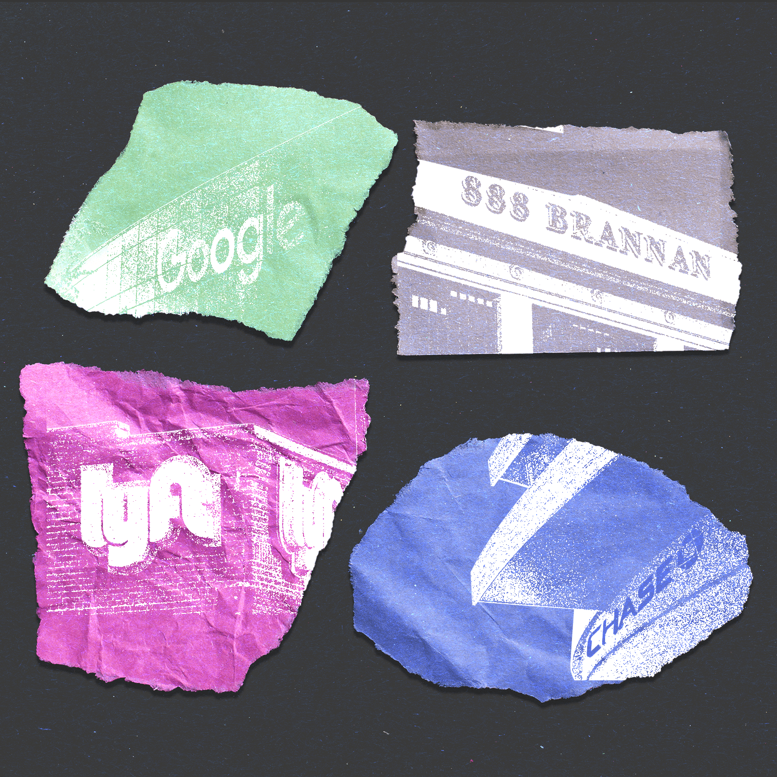 A photo collage of 4 pieces of ripped paper.