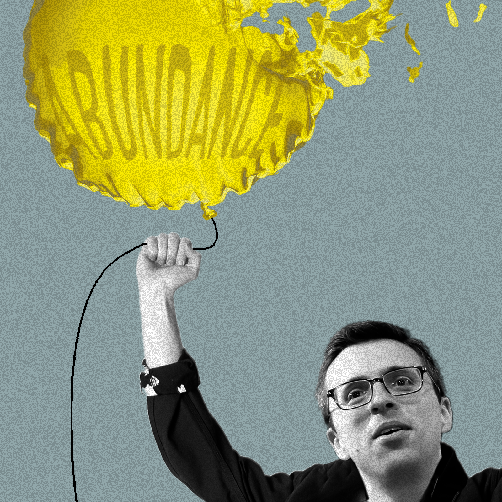 An illustration of a man holding a popped balloon.