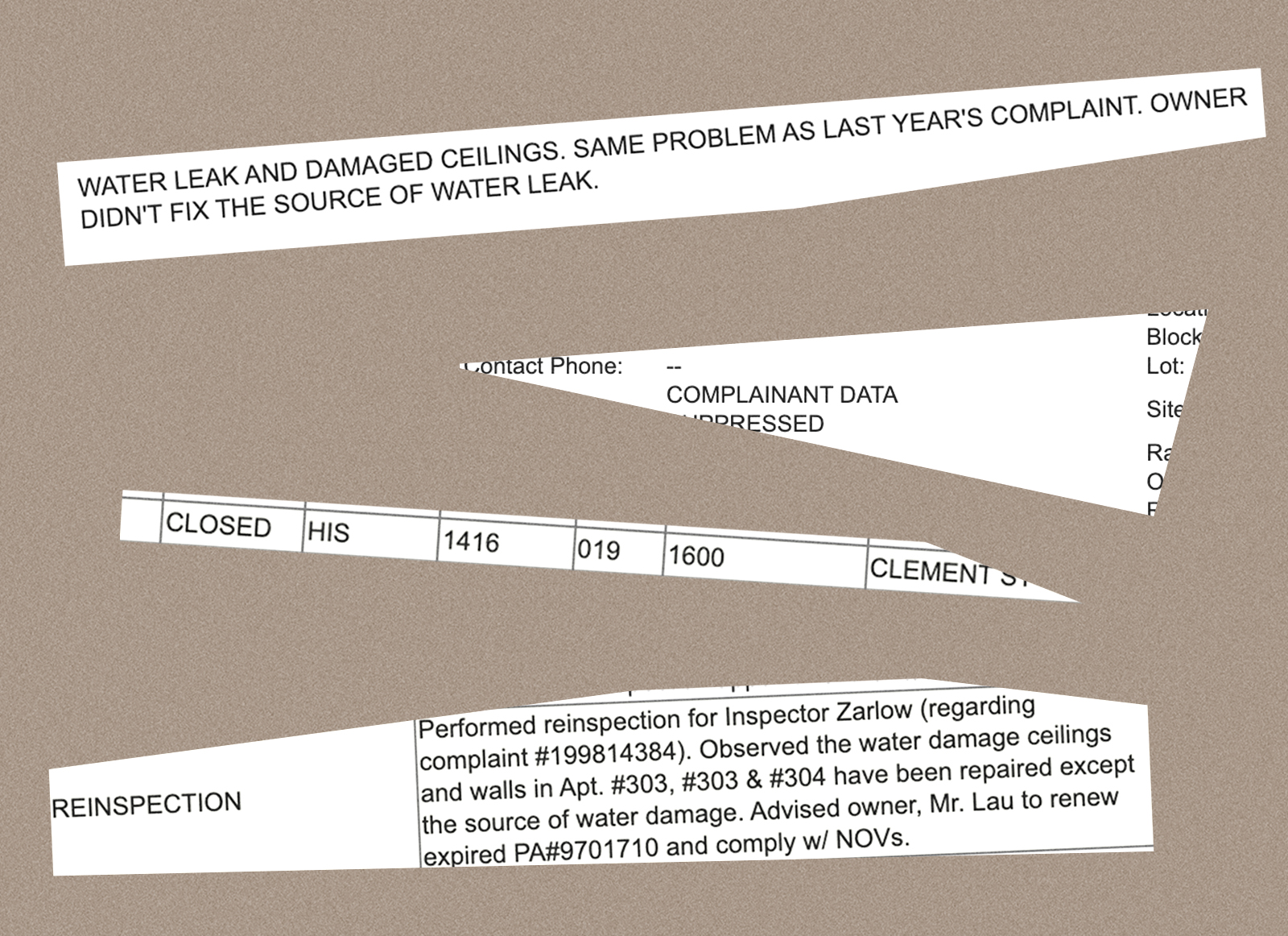 A collage of clipped documents