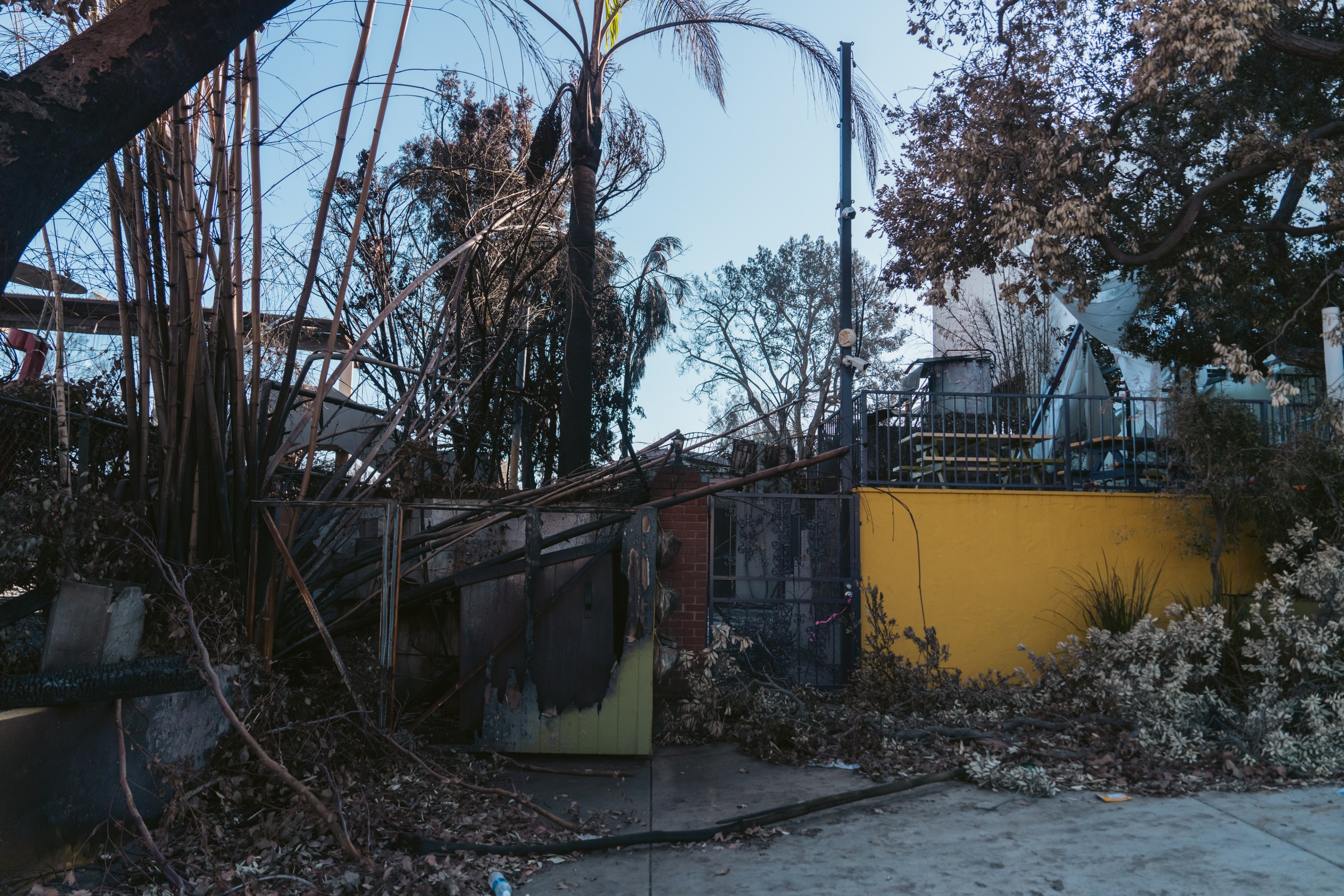 Village School’s burned down campus is seen in Pacific Palisades in Los Angeles on Thursday, Feb. 20, 2025.