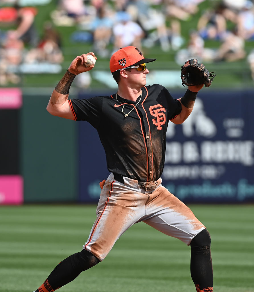 A baseball player in a black and orange uniform prepares to throw a ball. His clothing is dirt-streaked, and he wears sunglasses and an orange cap.