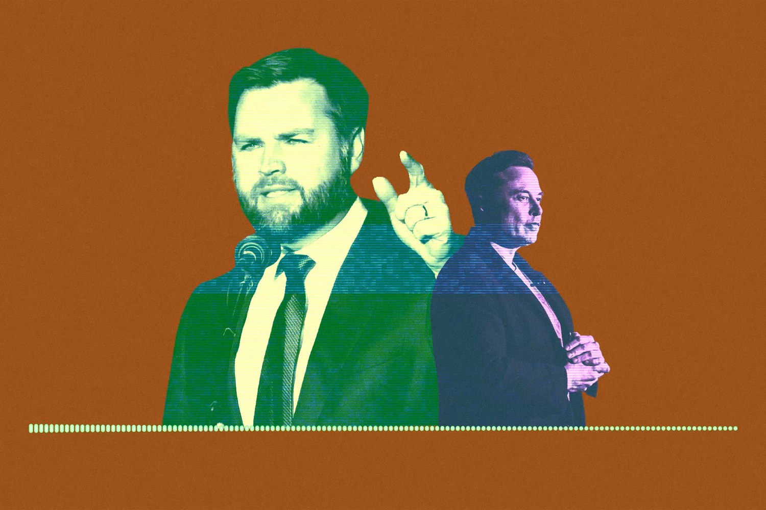 A photo illustration of two men in suits