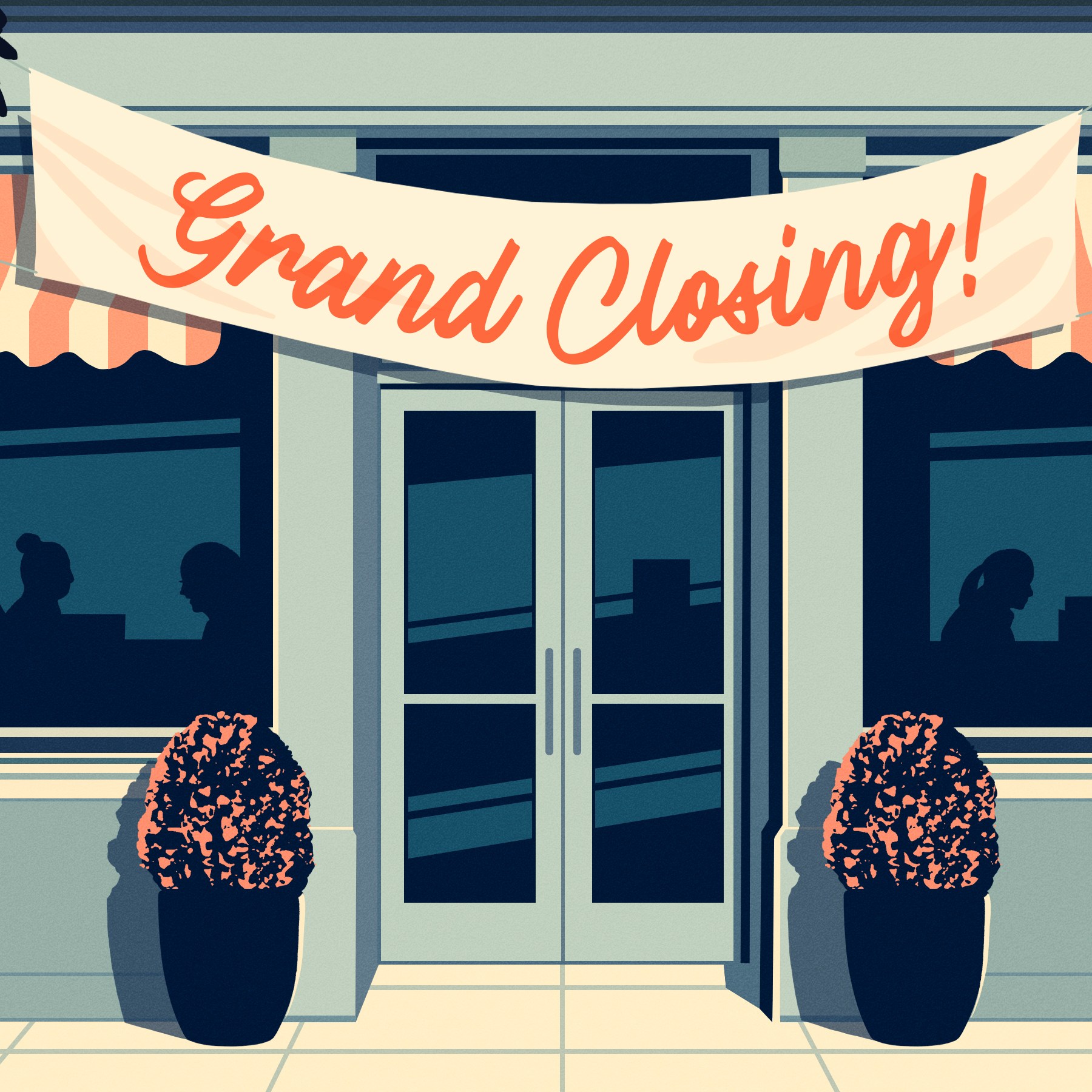 An illustration of a restaurant closing.
