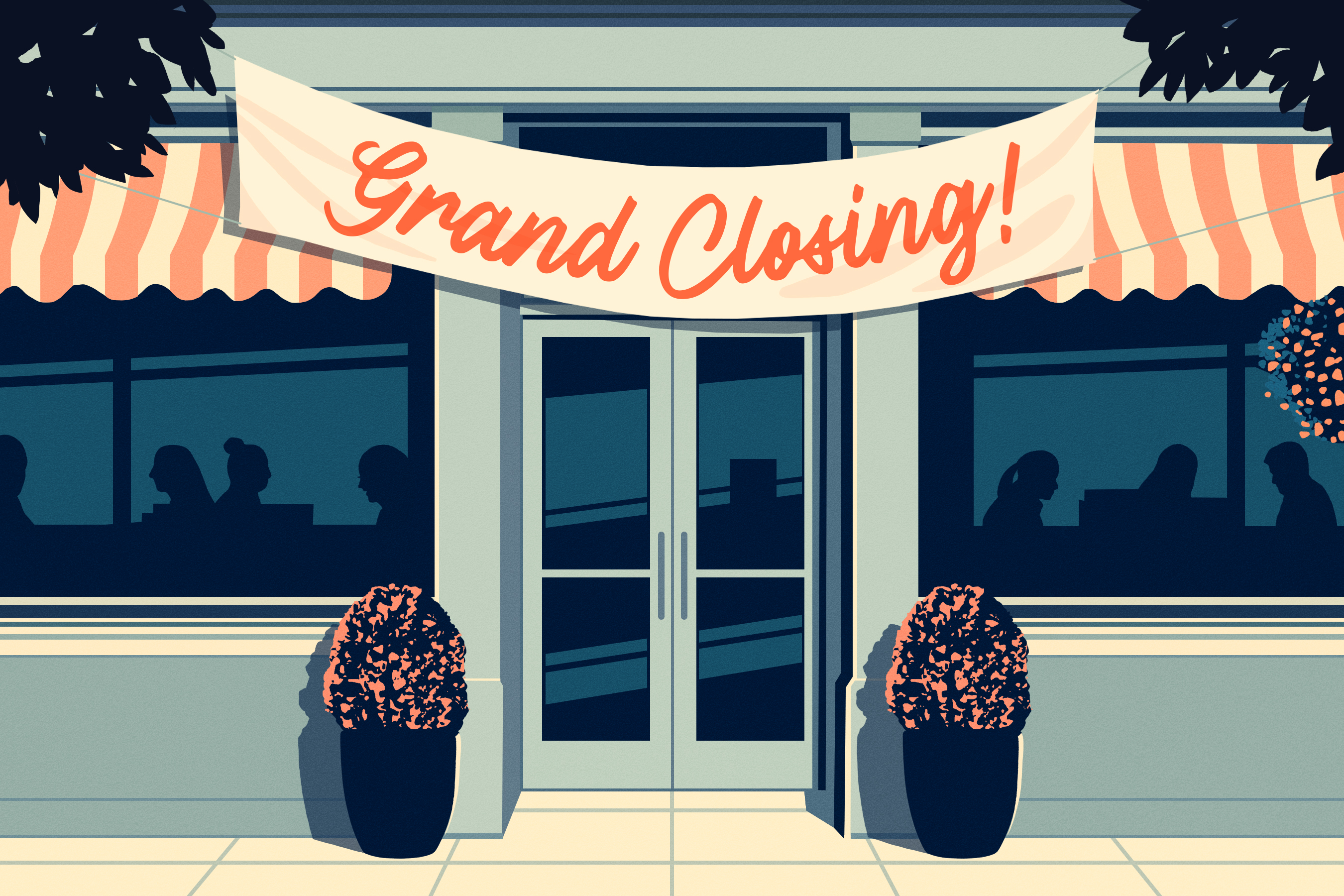 An illustration of a restaurant closing.