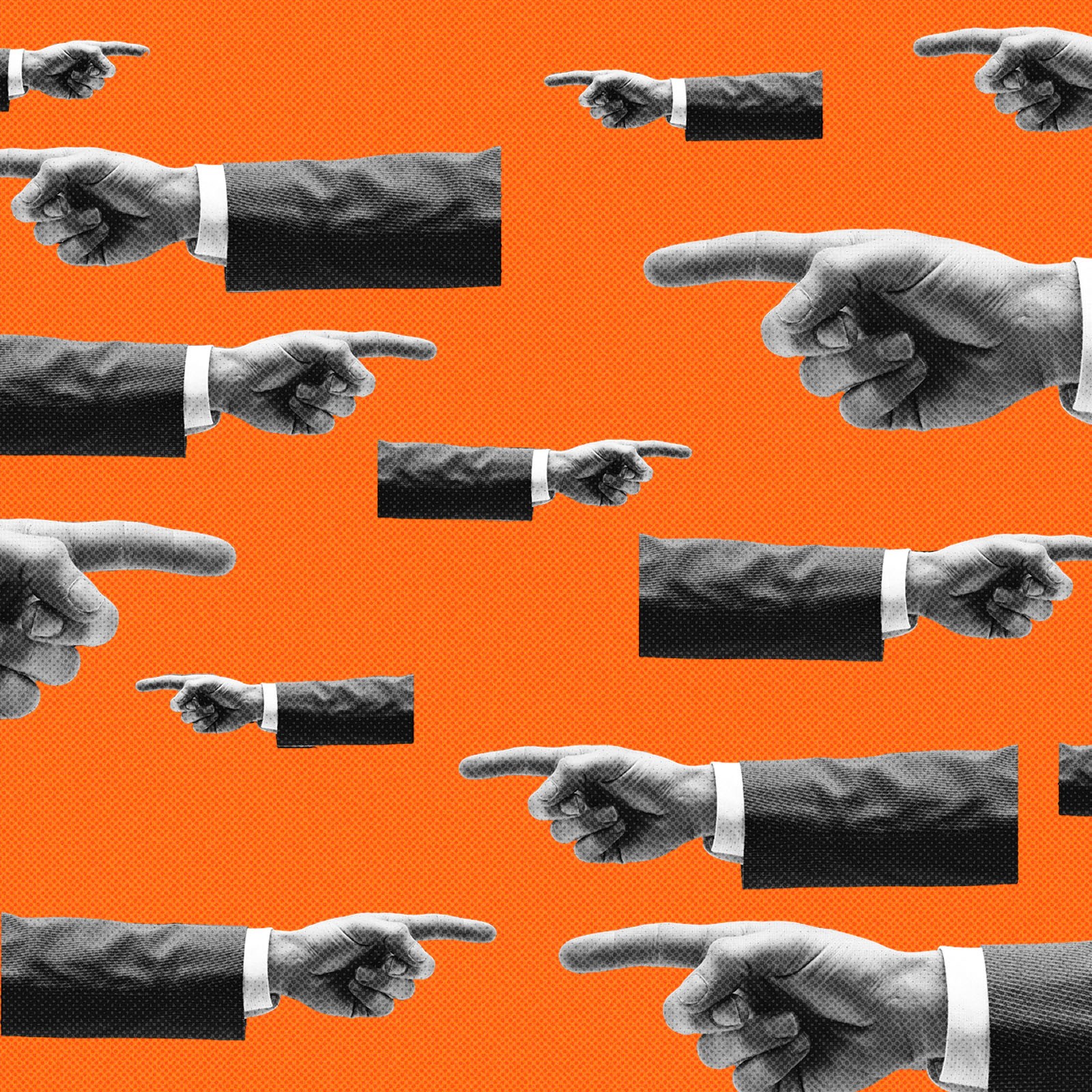 A photo illustration depicting finger pointing