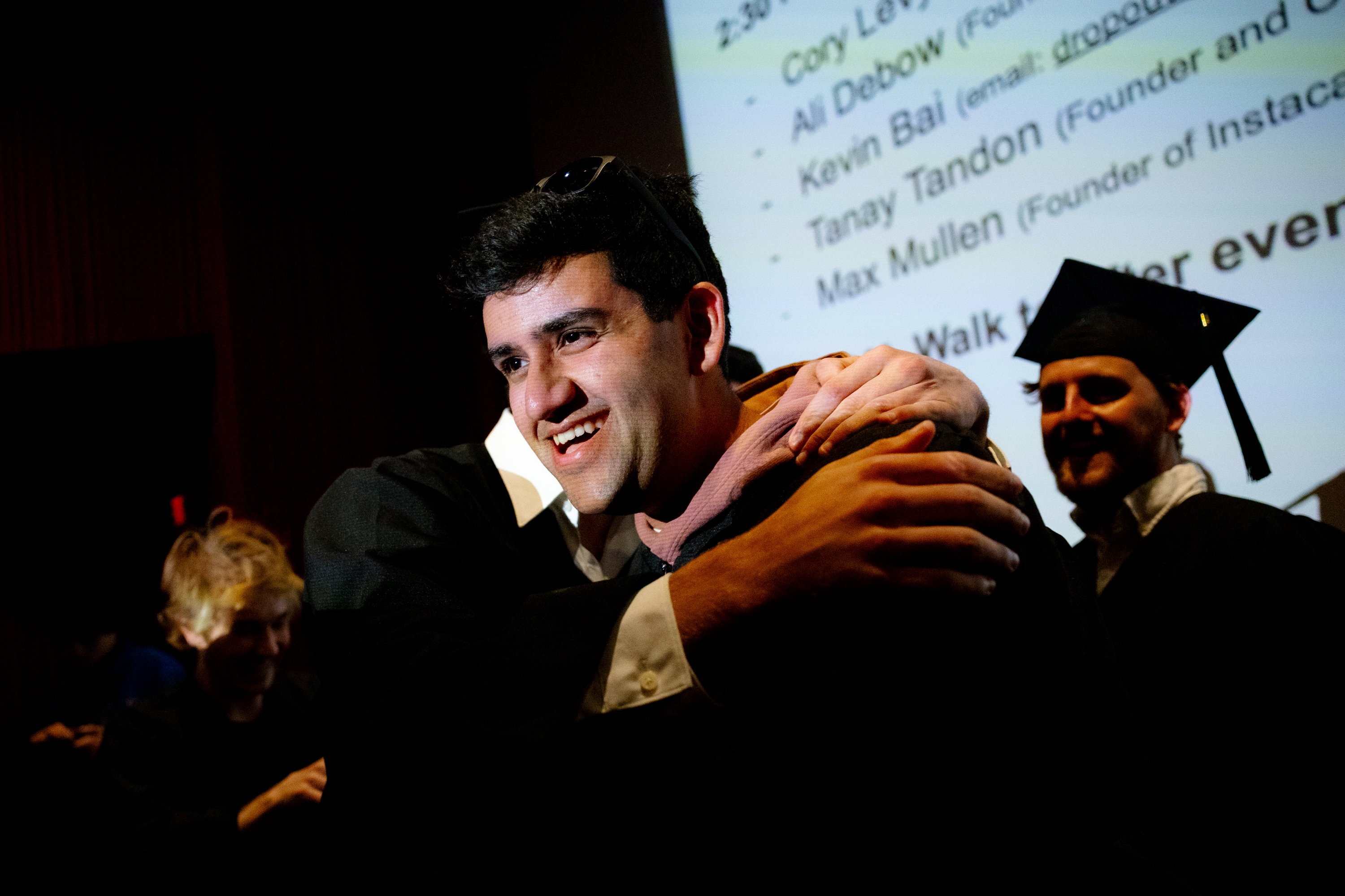 Dozens of college dropouts who transitioned into tech careers attended a commencement ceremony and a networking event afterwards at the Marina Theater in San Francisco, on Saturday, May 10, 2025. A graduation ceremony was organized by young people in the startup community for those who dropped out of university before obtaining a degree to pursue careers in the technology industry.