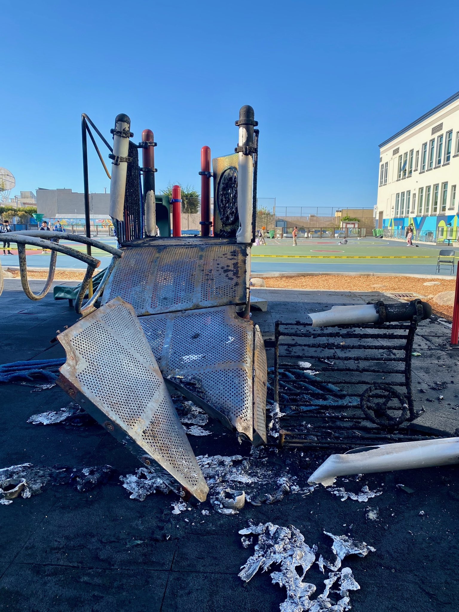 A photo of trash and debris after a fire