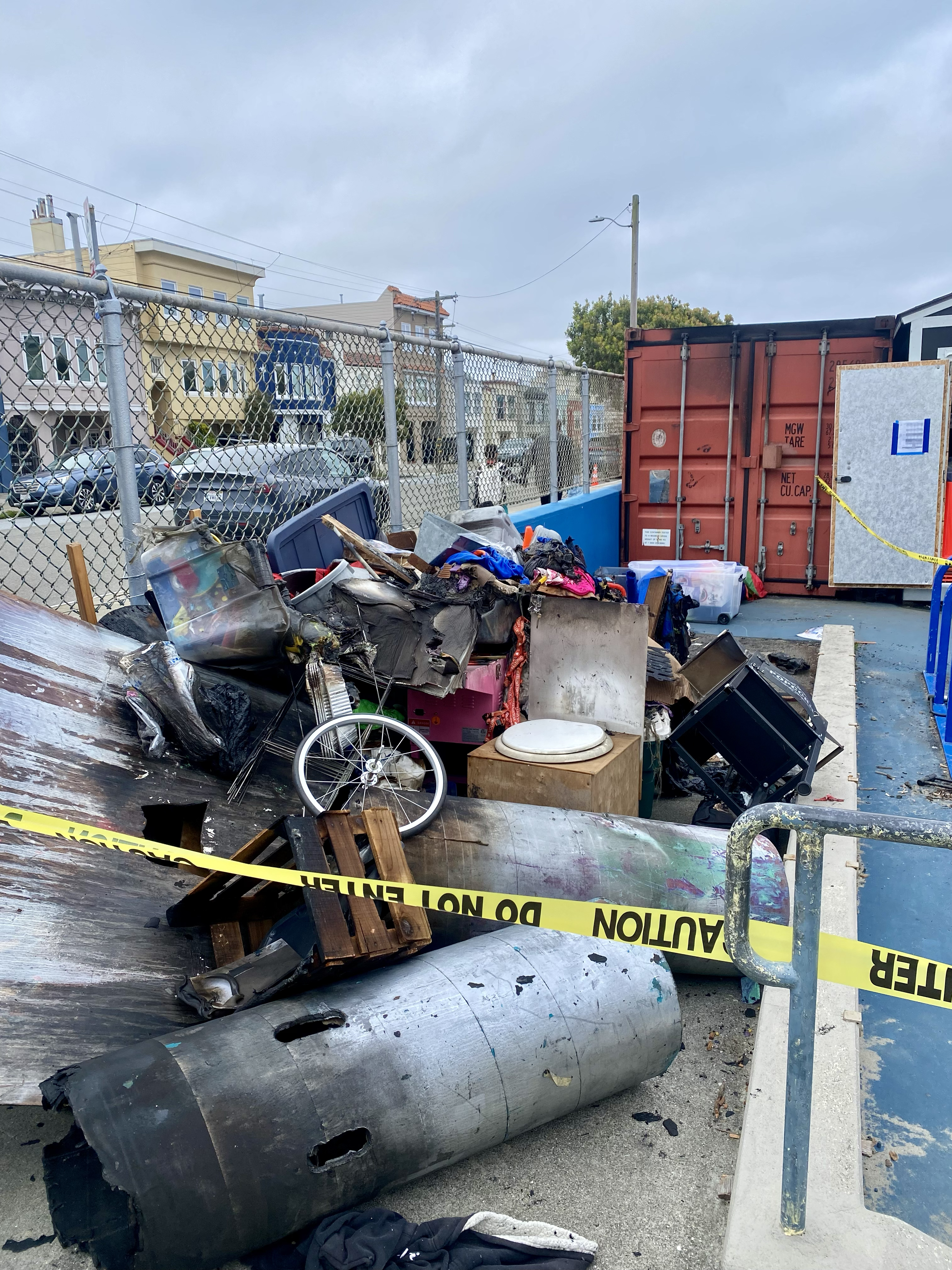 A photo of trash and debris after a fire