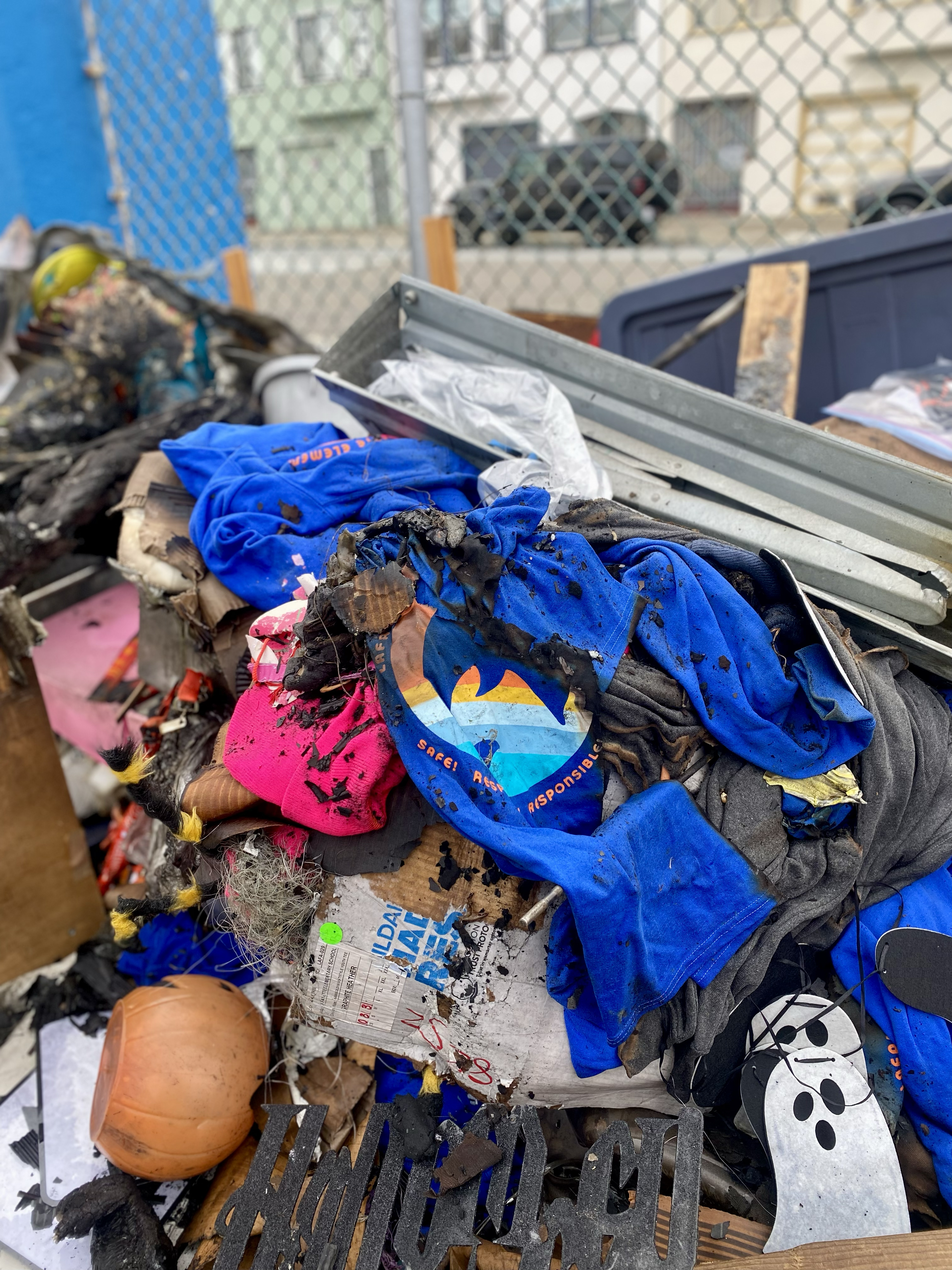 A photo of trash and debris after a fire