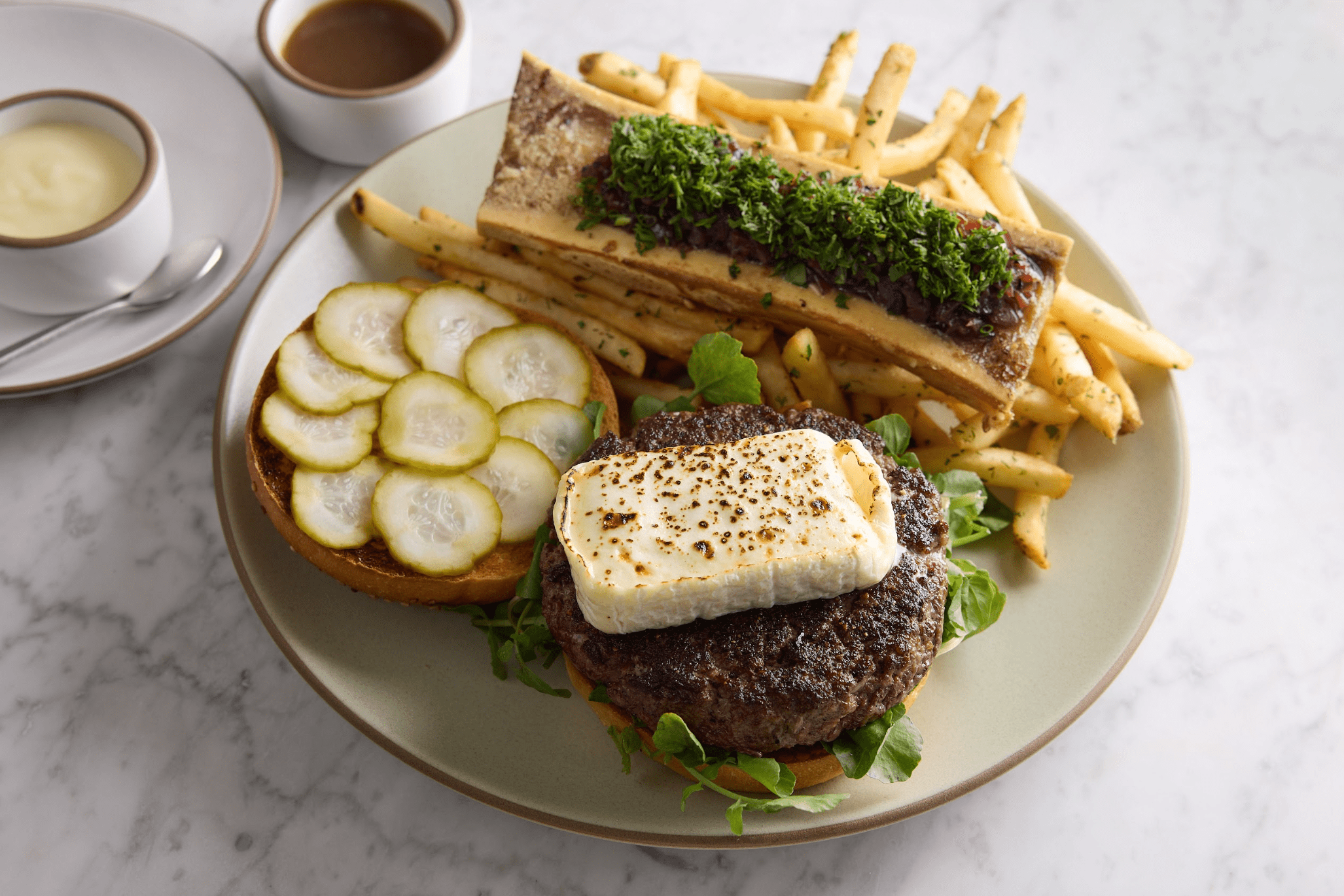 the burger and bone marrow at A Side