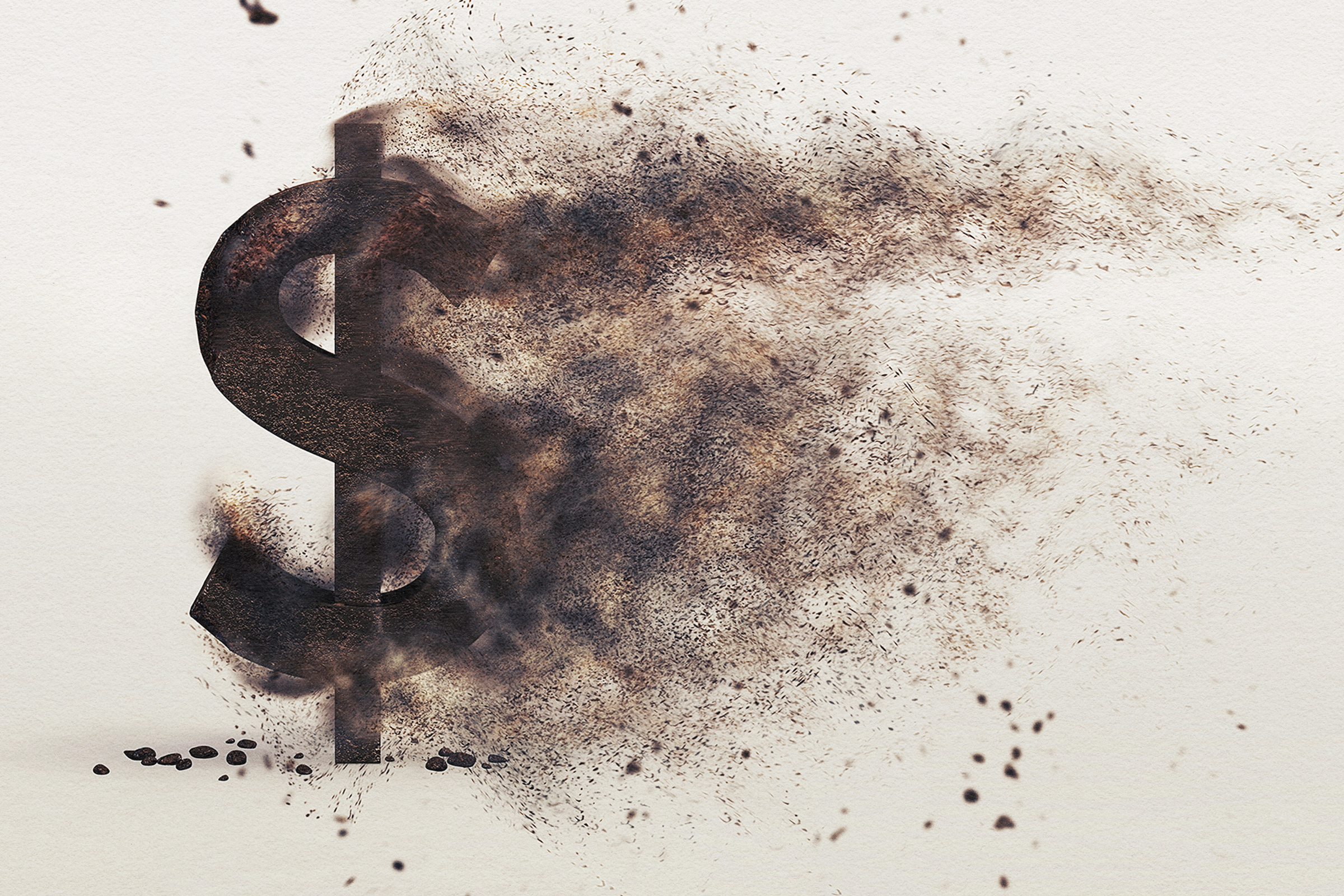 A photo illustration of a dollar sign up in flames