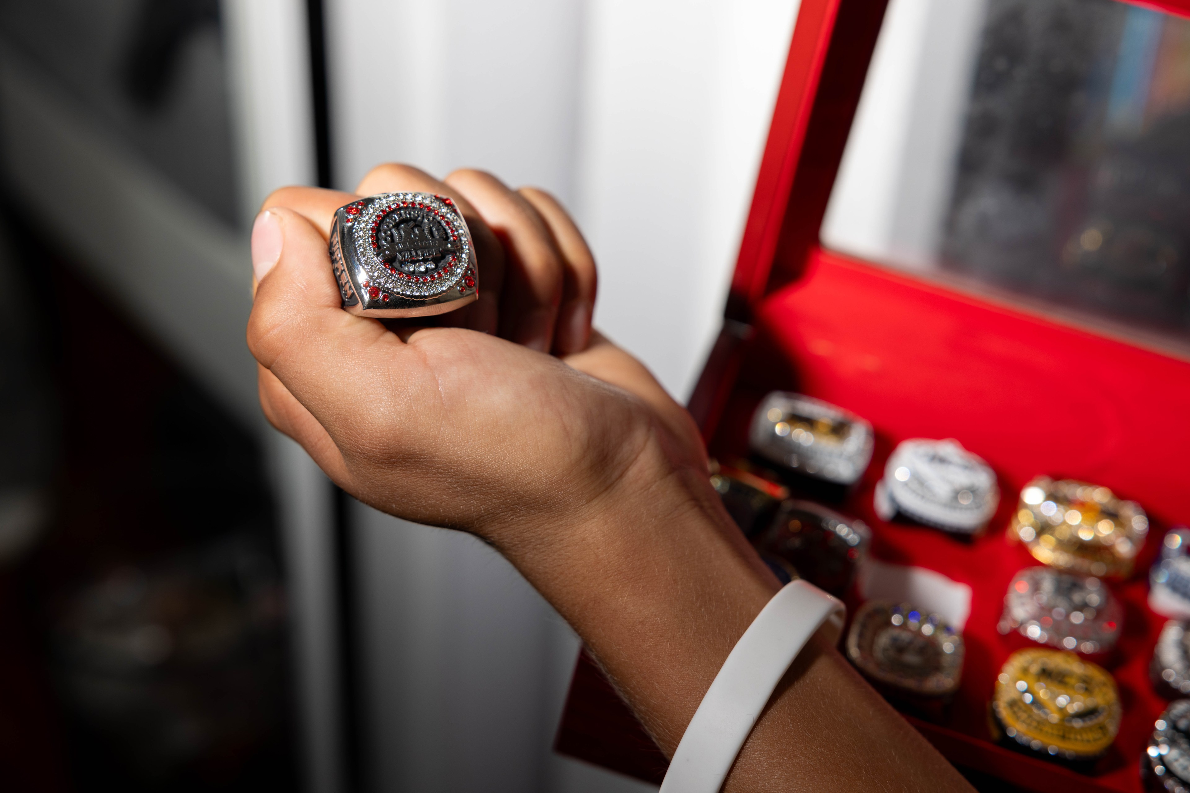 Caleb holds baseball ring